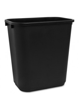 Sparco 02160 Rectangular Wastebasket, 7 gallon, polyethylene, black, each